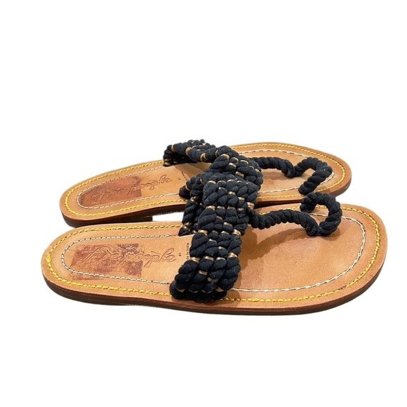 Free People Black & Tan casual Rope leather sole toe flat Sandals size EU 41 - Picture 4 of 9